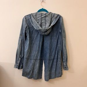 NWT LF stores oversized chambray denim shirt with hood